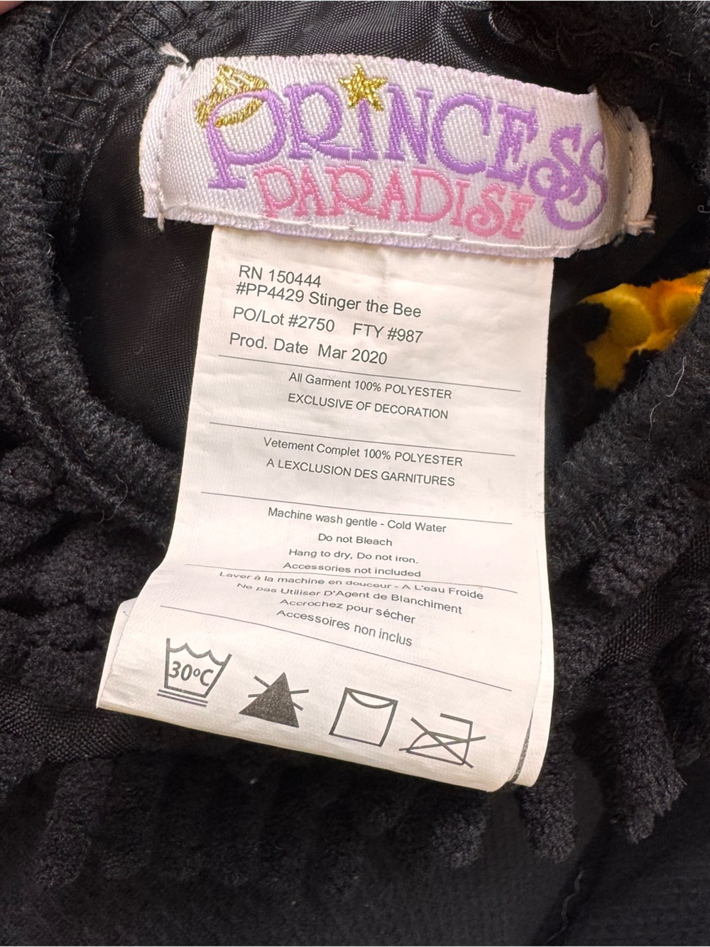 Bumble bee costume baby toddler sz 12-18 mo black & yellow Halloween - Picture 4 of 6